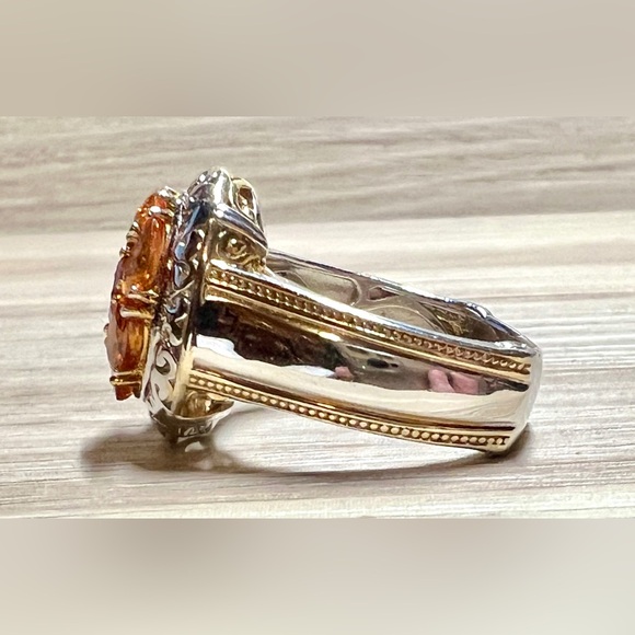 Designer Signed Gems En Vogue 2.00 ctw Orange Sapphire Cluster Ring, Size 9 - Picture 3 of 10